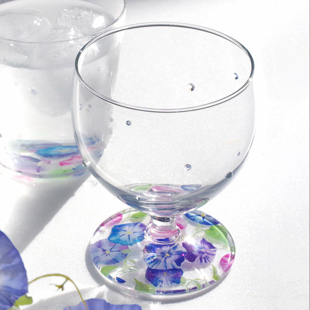 WEB限定／花咲くグラス／朝露と朝顔／ミニワイン／EC601-as