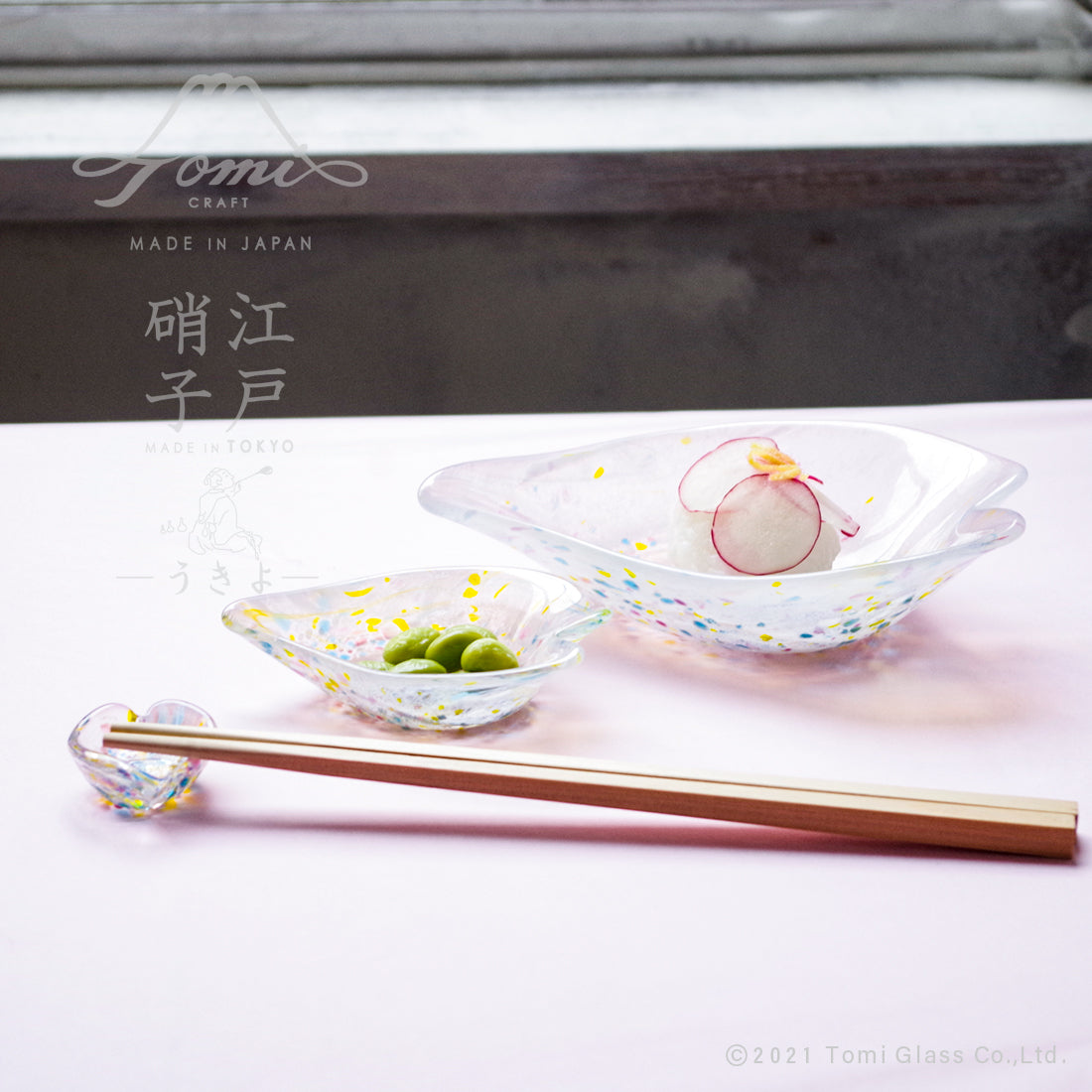 桜‐箸置き-江戸硝子